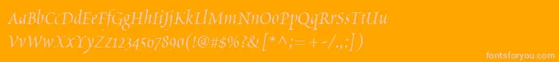 PoeticaChanceryIi Font – Pink Fonts on Orange Background