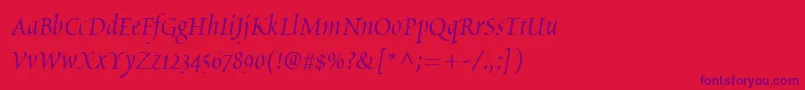 PoeticaChanceryIi Font – Purple Fonts on Red Background