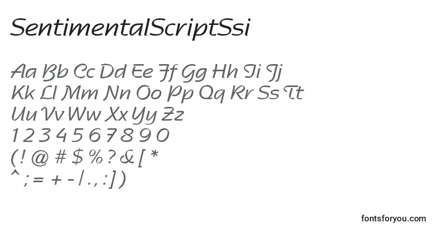 A fonte SentimentalScriptSsi – alfabeto, números, caracteres especiais