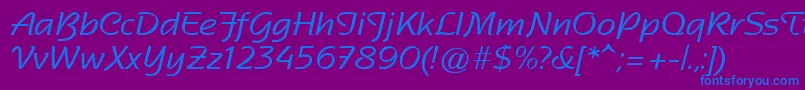 フォントSentimentalScriptSsi – 紫色の背景に青い文字