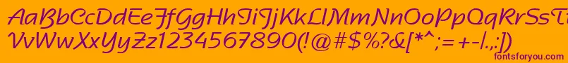 Czcionka SentimentalScriptSsi – fioletowe czcionki na pomarańczowym tle