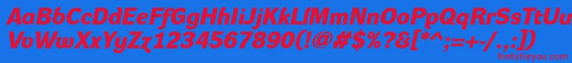 DynagroteskdeBolditalic Font – Red Fonts on Blue Background