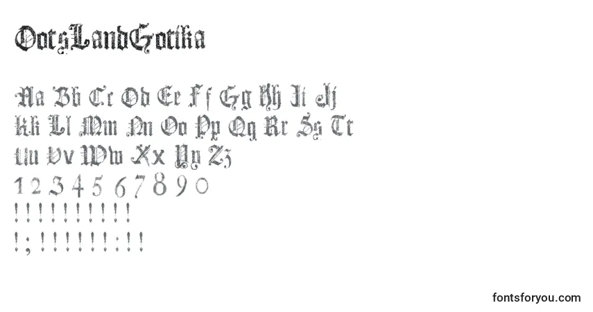 Fuente DotsLandGotika - alfabeto, números, caracteres especiales
