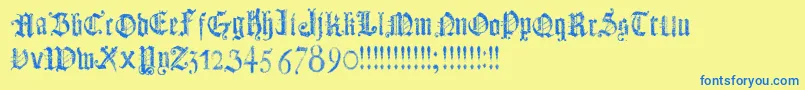 DotsLandGotika Font – Blue Fonts on Yellow Background