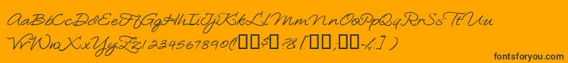 Loosiescript-Schriftart – Schwarze Schriften auf orangefarbenem Hintergrund