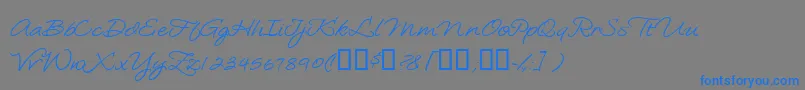 フォントLoosiescript – 灰色の背景に青い文字