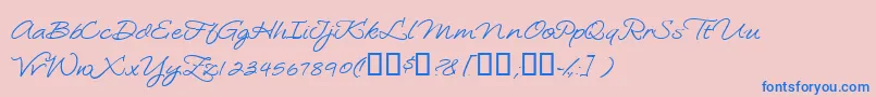 Loosiescript-Schriftart – Blaue Schriften auf rosa Hintergrund