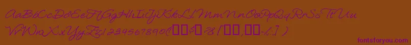 Loosiescript-Schriftart – Violette Schriften auf braunem Hintergrund