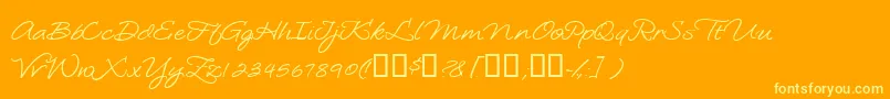 Loosiescript Font – Yellow Fonts on Orange Background