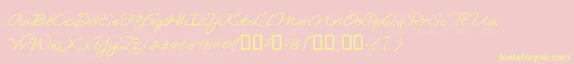 Loosiescript-Schriftart – Gelbe Schriften auf rosa Hintergrund