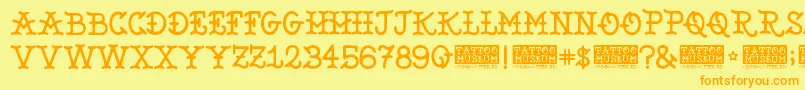 TattooMuseum Font – Orange Fonts on Yellow Background