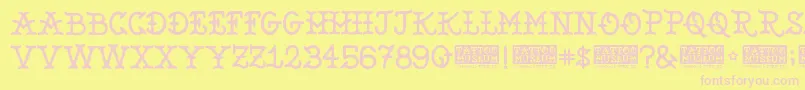 TattooMuseum-fontti – vaaleanpunaiset fontit keltaisella taustalla