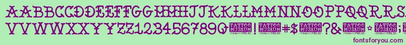 TattooMuseum Font – Purple Fonts on Green Background