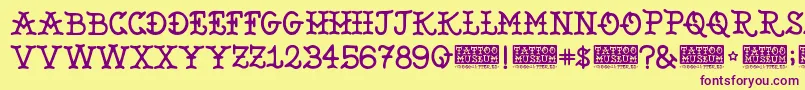 TattooMuseum Font – Purple Fonts on Yellow Background