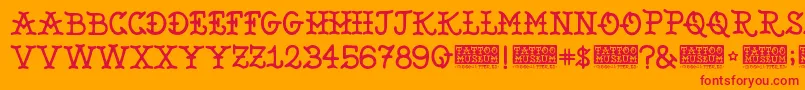 TattooMuseum Font – Red Fonts on Orange Background