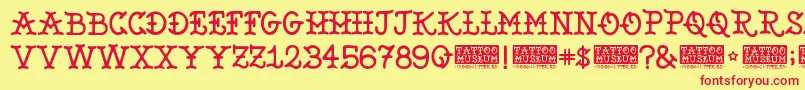 TattooMuseum Font – Red Fonts on Yellow Background