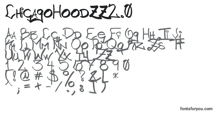 Schriftart ChicagoHoodzz2.0 – Alphabet, Zahlen, spezielle Symbole