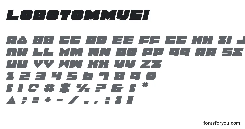 Lobotommyei-fontti – aakkoset, numerot, erikoismerkit
