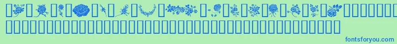 Rosegarden-Schriftart – Blaue Schriften auf grünem Hintergrund