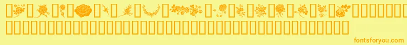 フォントRosegarden – オレンジの文字が黄色の背景にあります。