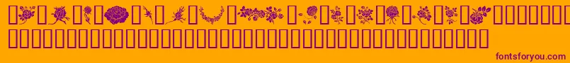 Czcionka Rosegarden – fioletowe czcionki na pomarańczowym tle