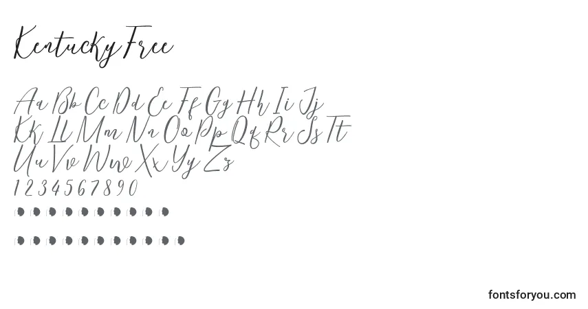 Schriftart KentuckyFree – Alphabet, Zahlen, spezielle Symbole