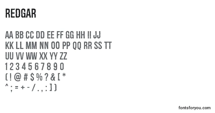 Fuente Redgar - alfabeto, números, caracteres especiales