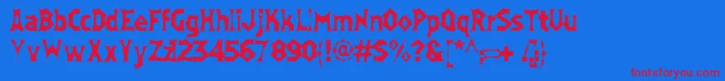 Moneybox-Schriftart – Rote Schriften auf blauem Hintergrund