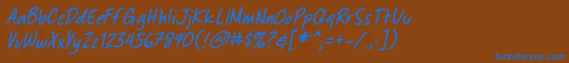 フォントChewedpenbbItal – 茶色の背景に青い文字