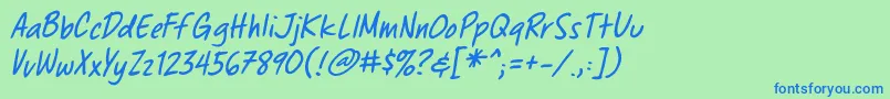 ChewedpenbbItal Font – Blue Fonts on Green Background