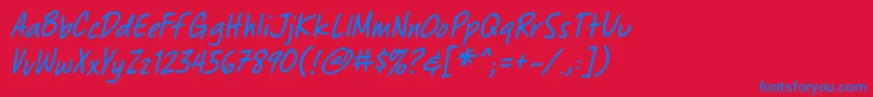 ChewedpenbbItal Font – Blue Fonts on Red Background