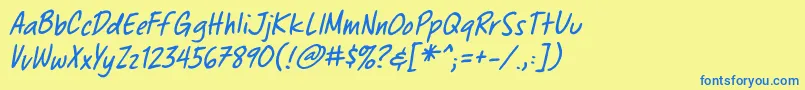 ChewedpenbbItal Font – Blue Fonts on Yellow Background