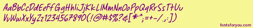 ChewedpenbbItal Font – Purple Fonts on Yellow Background