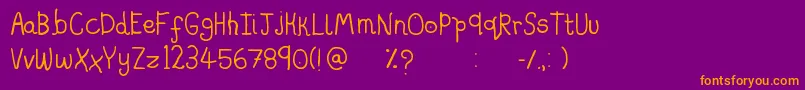Saladfingers-Schriftart – Orangefarbene Schriften auf violettem Hintergrund