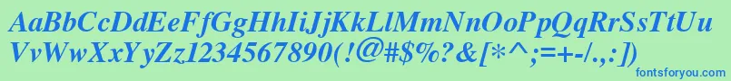 Cyrillictimes Bolditalic Font – Blue Fonts on Green Background