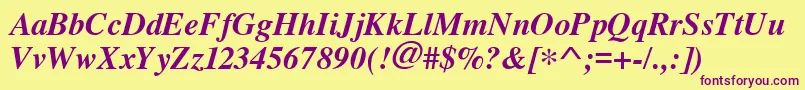 Cyrillictimes Bolditalic Font – Purple Fonts on Yellow Background