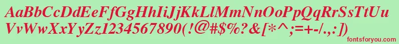 Cyrillictimes Bolditalic Font – Red Fonts on Green Background