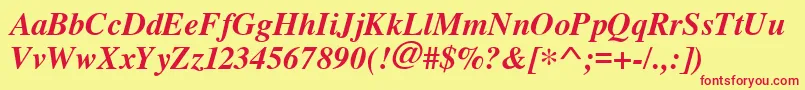 Cyrillictimes Bolditalic Font – Red Fonts on Yellow Background