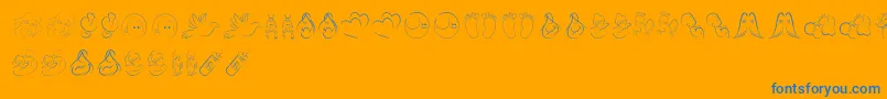 Dcoxystamp-Schriftart – Blaue Schriften auf orangefarbenem Hintergrund