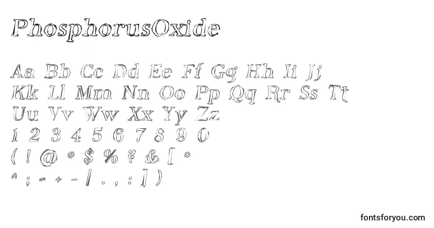 Fuente PhosphorusOxide - alfabeto, números, caracteres especiales