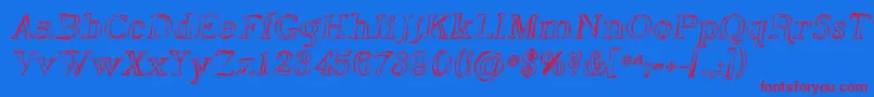 PhosphorusOxide-Schriftart – Rote Schriften auf blauem Hintergrund