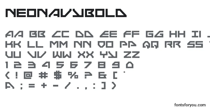 Czcionka Neonavybold – alfabet, cyfry, specjalne znaki