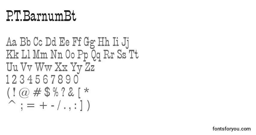 Шрифт P.T.BarnumBt – алфавит, цифры, специальные символы