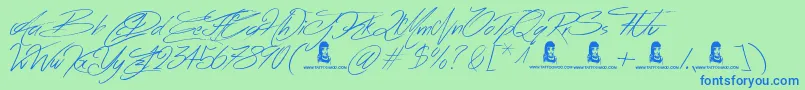 AcrossTheRoad Font – Blue Fonts on Green Background