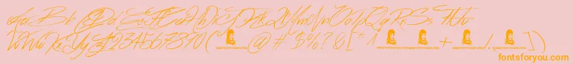 AcrossTheRoad-Schriftart – Orangefarbene Schriften auf rosa Hintergrund