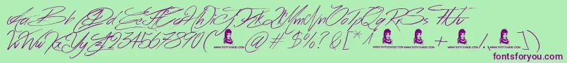 AcrossTheRoad Font – Purple Fonts on Green Background