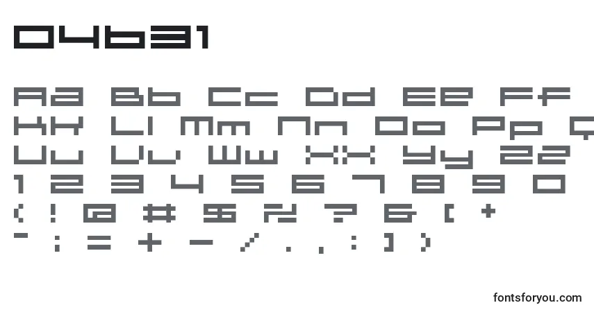 A fonte 04b31 – alfabeto, números, caracteres especiais