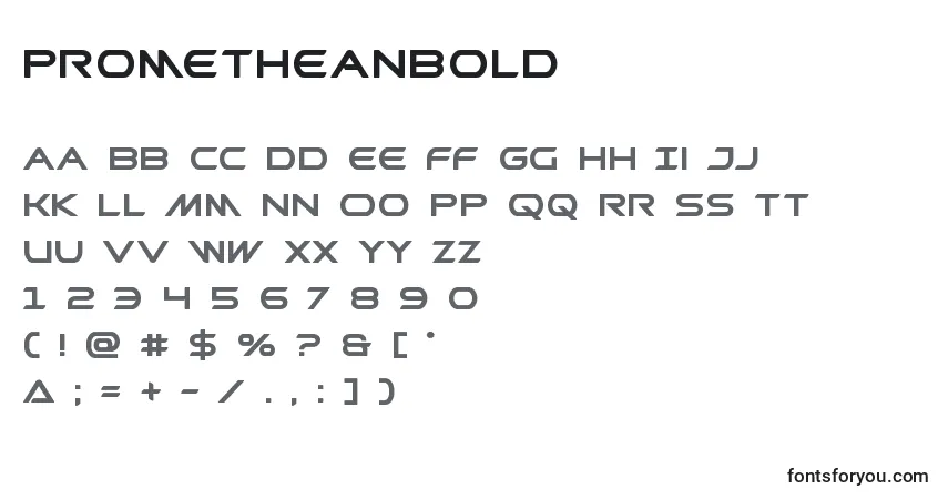 Шрифт Prometheanbold – алфавит, цифры, специальные символы