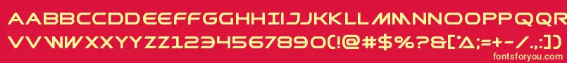 Prometheanbold-Schriftart – Gelbe Schriften auf rotem Hintergrund