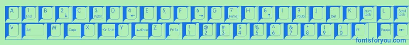 Spslkeys-Schriftart – Blaue Schriften auf grünem Hintergrund